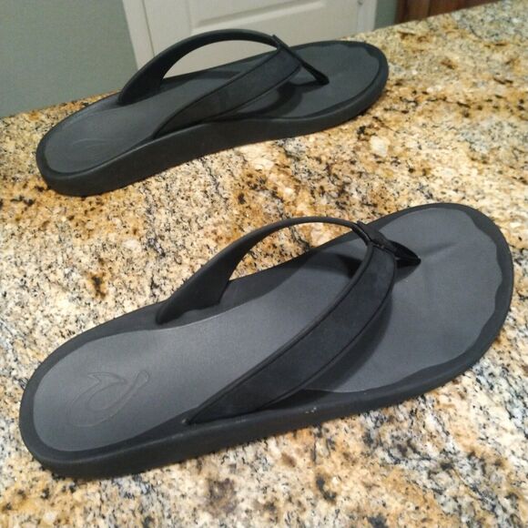 Olukai Koko'o Men's Flip Flop Sandal Black/Dark Shadow 10493-406C Men's Size 13 - Picture 5 of 12